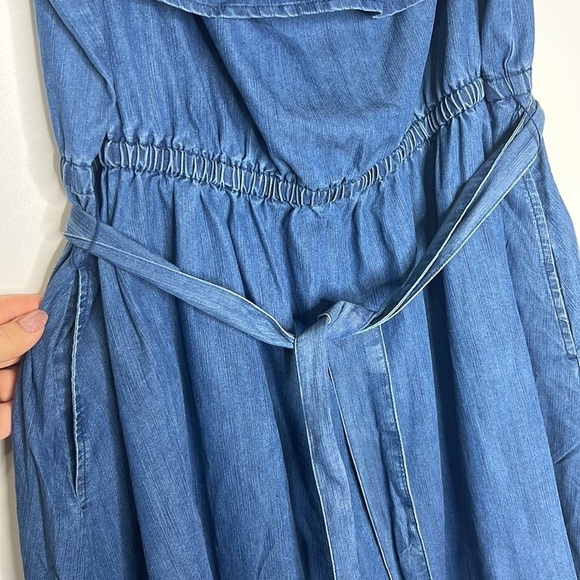 NWT Lane Bryant Convertible Off-The-Shoulder Chambray Fit & Flare Dress - Picture 8 of 10